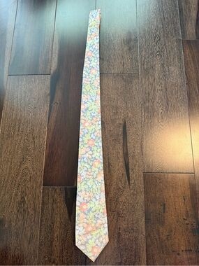 liberty Floral Slim Tie in Light Blue, Pink, and Green florals